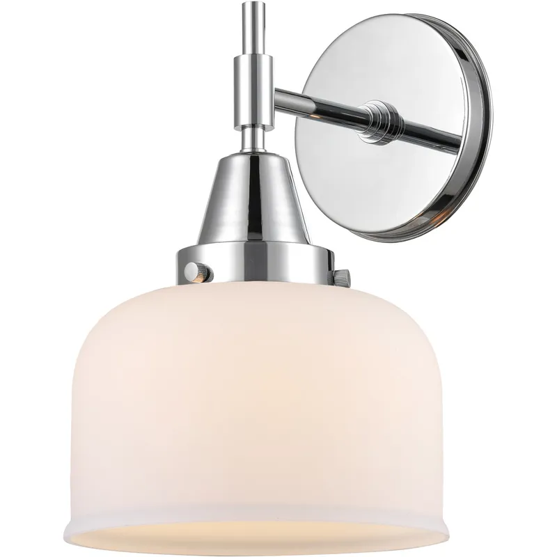 Caden LED 8 inch Polished Chrome Sconce Wall Light in Matte White Glass