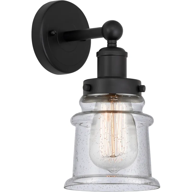 Edison Canton 1 Light 5 inch Matte Black Sconce Wall Light in Seedy Glass