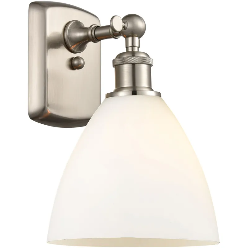 Ballston Ballston Dome LED 8 inch Brushed Satin Nickel Sconce Wall Light in Matte White Glass