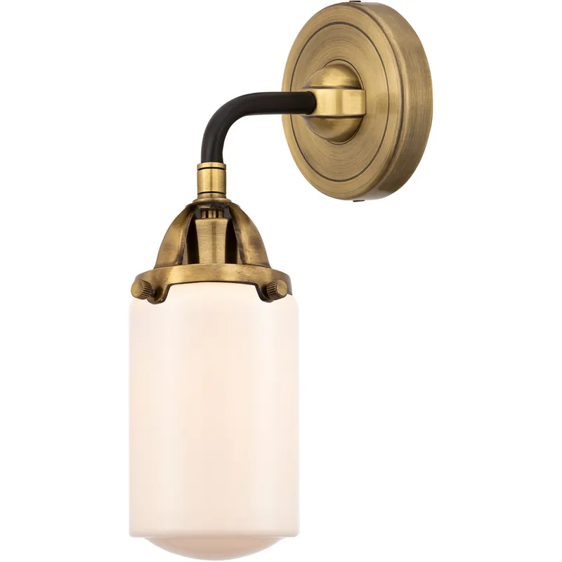 Nouveau 2 Dover 1 Light 4.5 inch Black Antique Brass Sconce Wall Light in Matte White Glass
