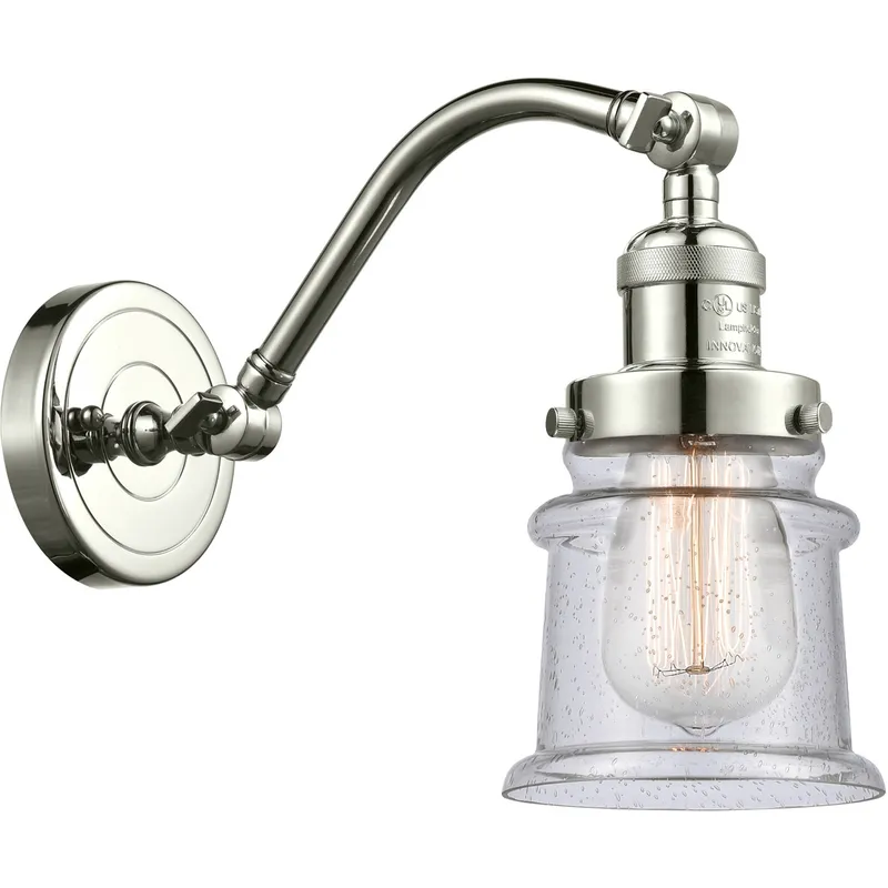 Franklin Restoration Small Canton LED 6.5 inch Polished Nickel Sconce Wall Light in Seedy Glass, Franklin Restoration