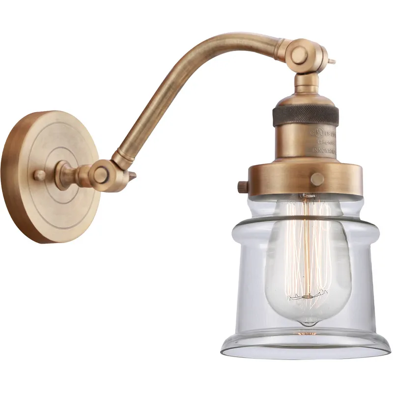 Franklin Restoration Small Canton LED 6.5 inch Brushed Brass Sconce Wall Light in Clear Glass, Franklin Restoration