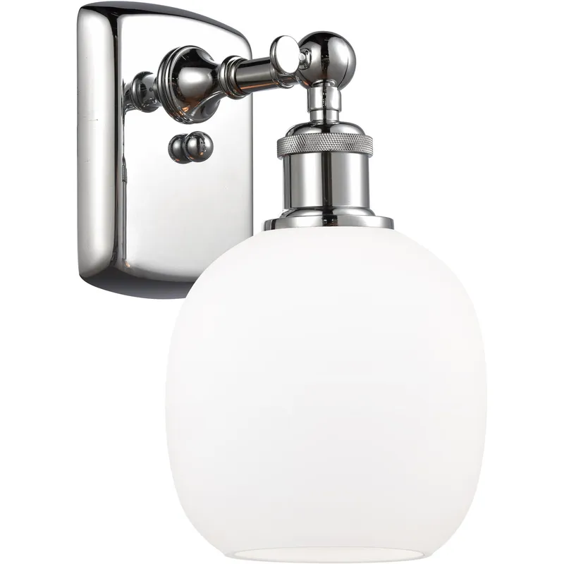 Ballston Belfast LED 6 inch Polished Chrome Sconce Wall Light in Matte White Glass, Ballston