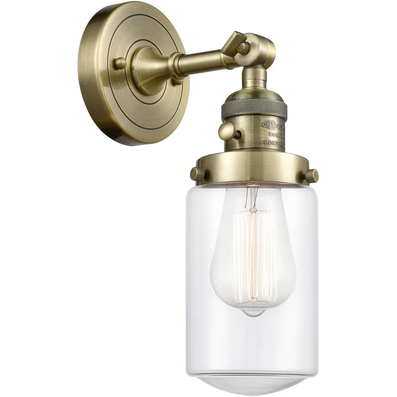 Franklin Restoration Dover 1 Light 5 inch Antique Brass Sconce Wall Light in Clear Glass, Franklin Restoration