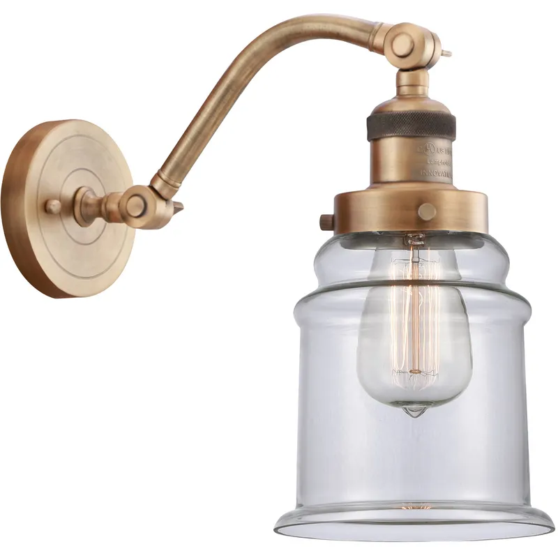 Franklin Restoration Canton 1 Light 7 inch Brushed Brass Sconce Wall Light in Clear Glass, Franklin Restoration