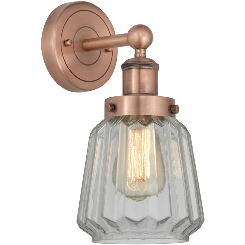 Chatham Sconce Wall Light in Antique Copper, Clear