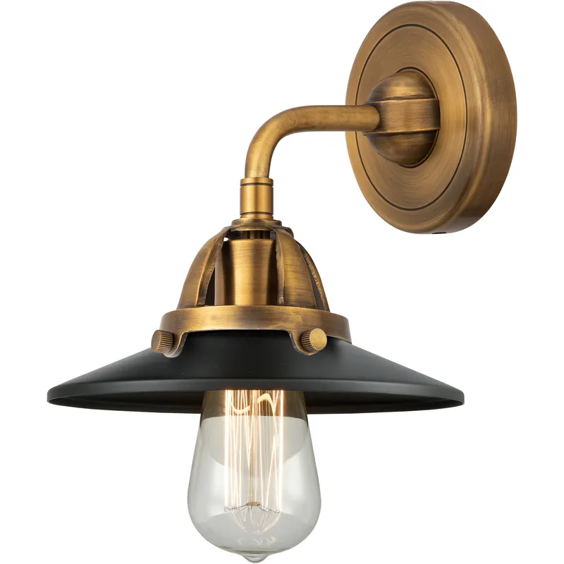 Nouveau 2 Railroad 1 Light 8 inch Brushed Brass Sconce Wall Light in Matte Black