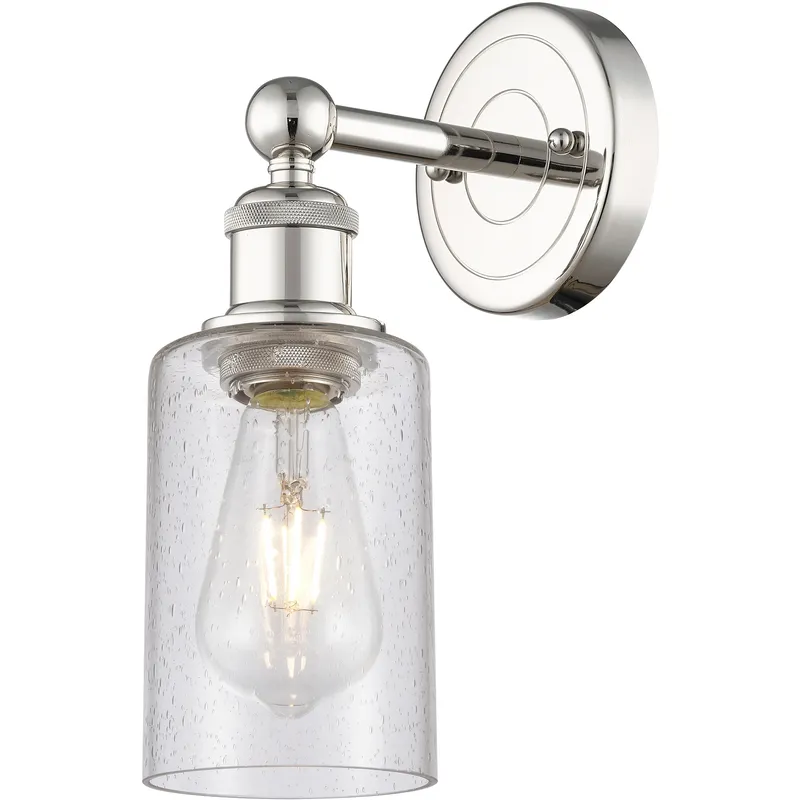 Clymer 1 Light 3.88 inch Polished Nickel Sconce Wall Light in Seedy Glass