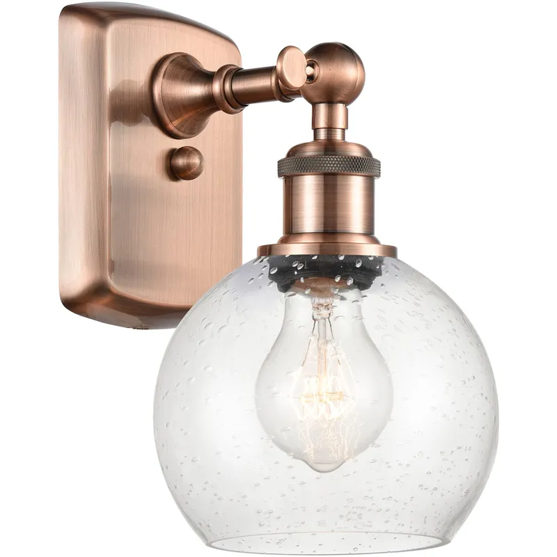 Ballston Athens LED 6 inch Antique Copper Sconce Wall Light in Seedy Glass