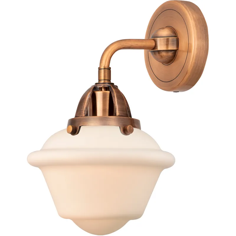Nouveau 2 Small Oxford 1 Light 7.5 inch Antique Copper Sconce Wall Light in Matte White Glass