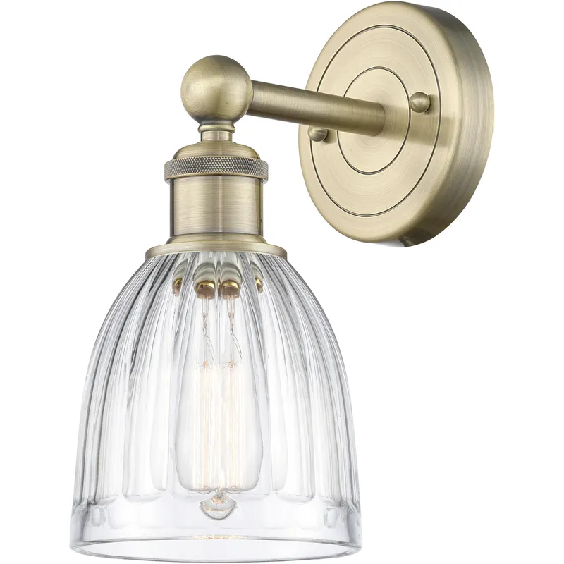 Brookfield Sconce Wall Light in Antique Brass, Clear