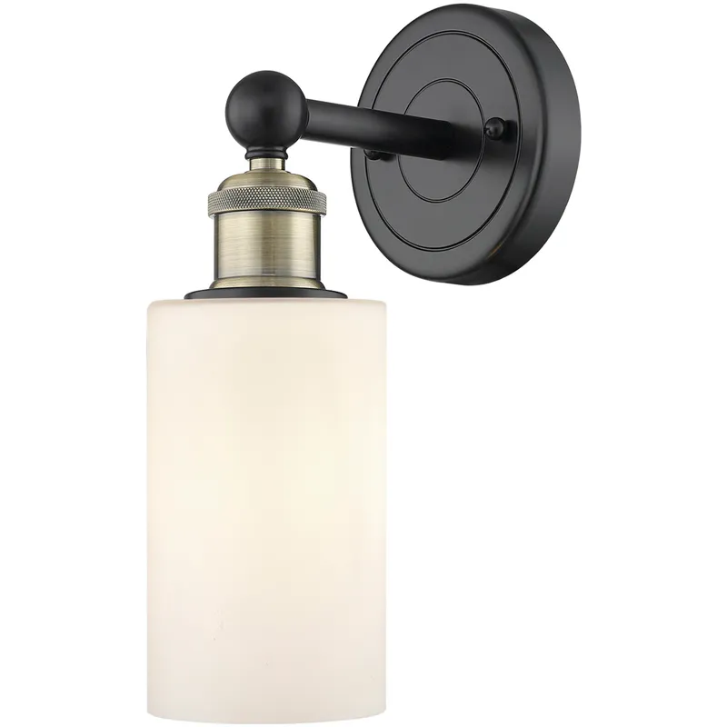 Clymer Sconce Wall Light in Black Antique Brass, Matte White