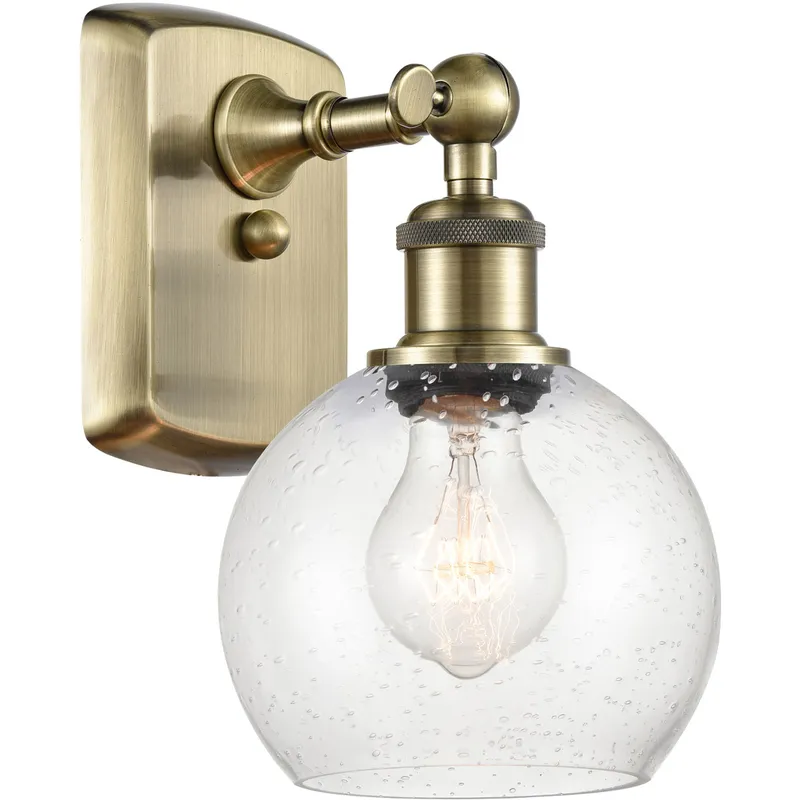 Ballston Athens LED 6 inch Antique Brass Sconce Wall Light in Seedy Glass