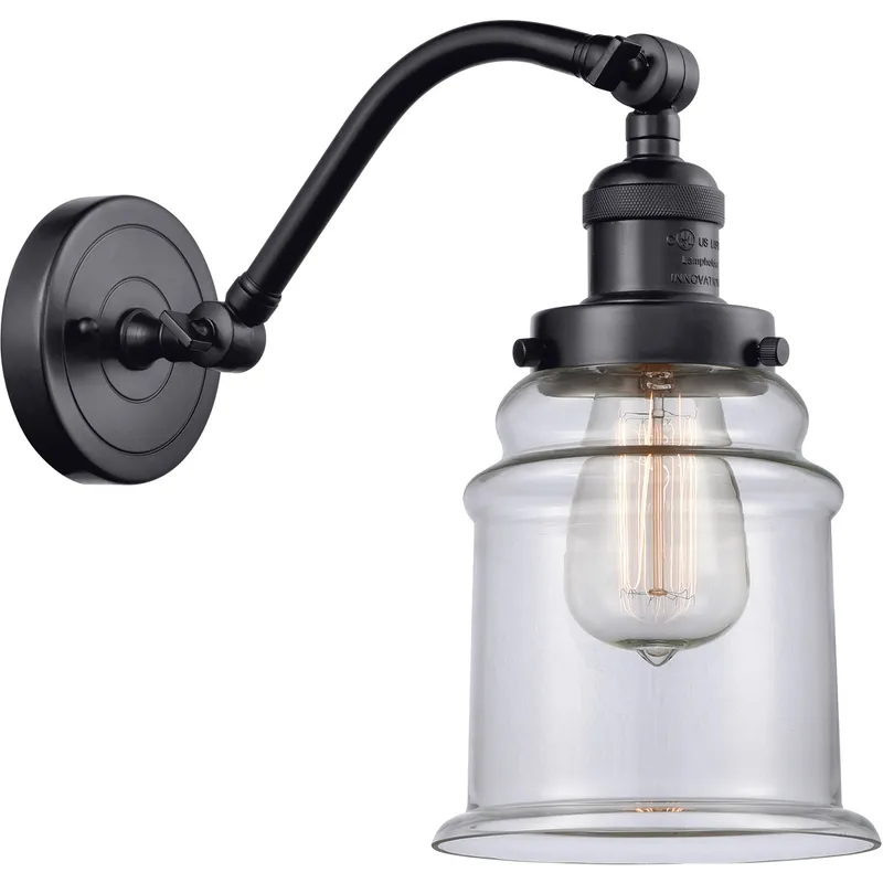 Franklin Restoration Canton 1 Light 7 inch Matte Black Sconce Wall Light in Clear Glass, Franklin Restoration