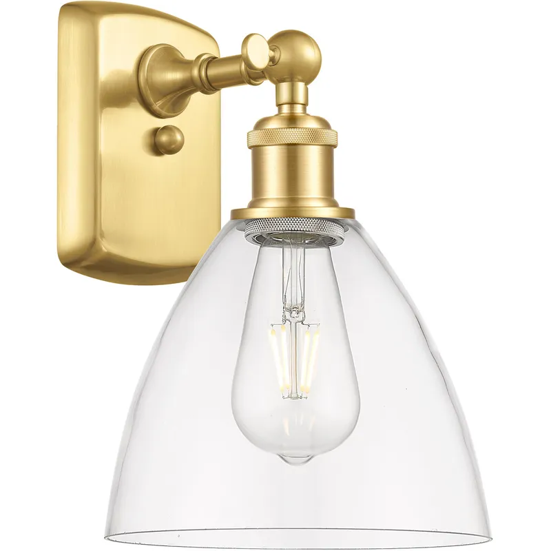 Ballston Ballston Dome LED 8 inch Satin Gold Sconce Wall Light in Clear Glass