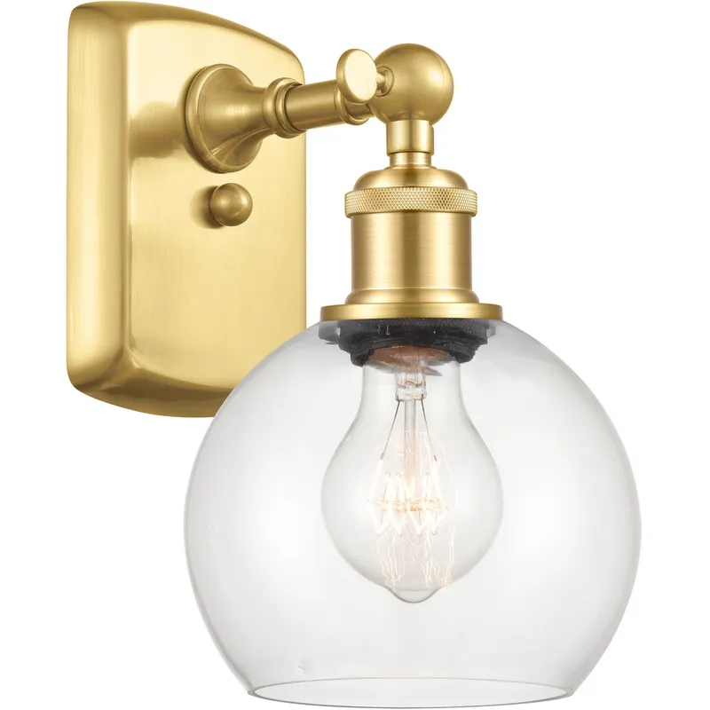 Ballston Athens LED 6 inch Satin Gold Sconce Wall Light in Clear Glass
