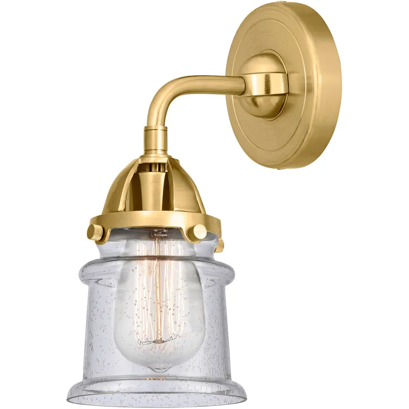 Nouveau 2 Small Canton 1 Light 5.25 inch Satin Gold Sconce Wall Light in Seedy Glass