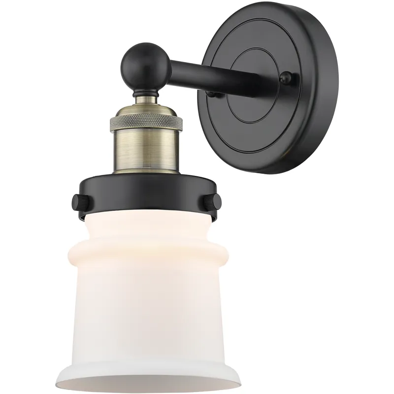 Canton Sconce Wall Light in Black Antique Brass, Matte White