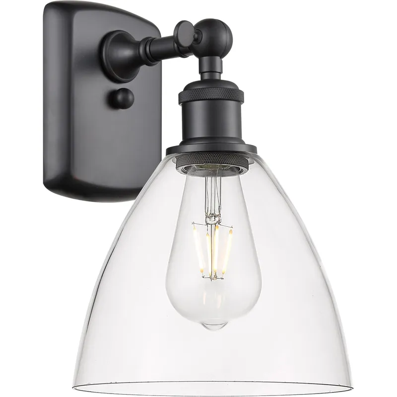 Ballston Dome LED 8 inch Matte Black Sconce Wall Light in Clear Glass