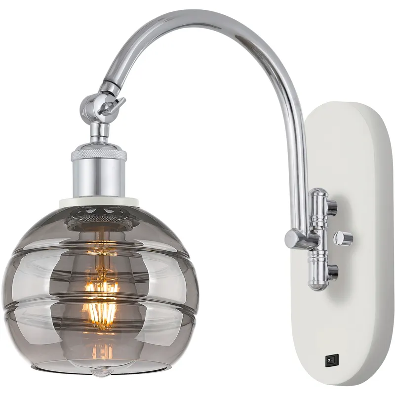 Ballston Rochester 1 Light 5.88 inch White Polished Chrome Sconce Wall Light