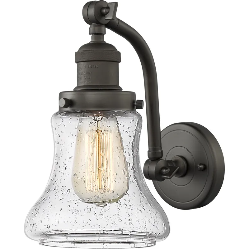 Franklin Restoration Bellmont LED 7 inch Oil Rubbed Bronze Sconce Wall Light in Seedy Glass, Franklin Restoration