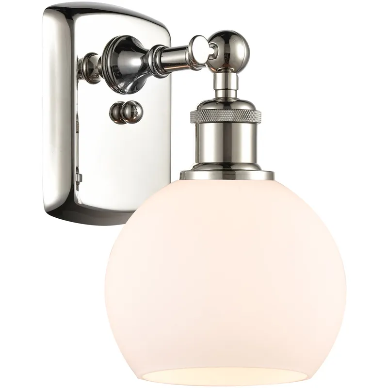 Ballston Athens LED 6 inch Polished Nickel Sconce Wall Light in Matte White Glass
