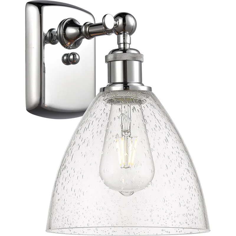 Ballston Dome LED 8 inch Polished Chrome Sconce Wall Light in Seedy Glass