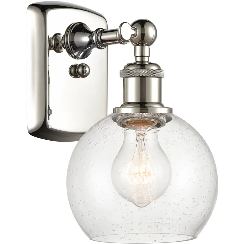 Ballston Athens LED 6 inch Polished Nickel Sconce Wall Light in Seedy Glass