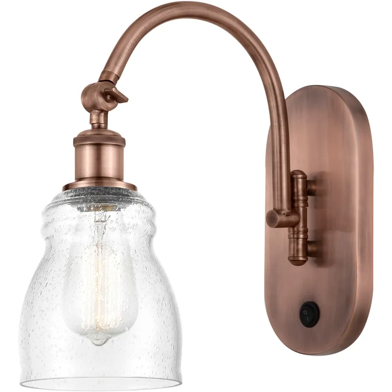 Ballston Ellery 1 Light 5.3 inch Antique Copper Sconce Wall Light in Seedy Glass