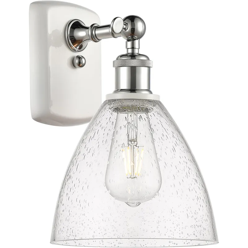 Ballston Ballston Dome LED 8 inch White and Polished Chrome Sconce Wall Light in Seedy Glass