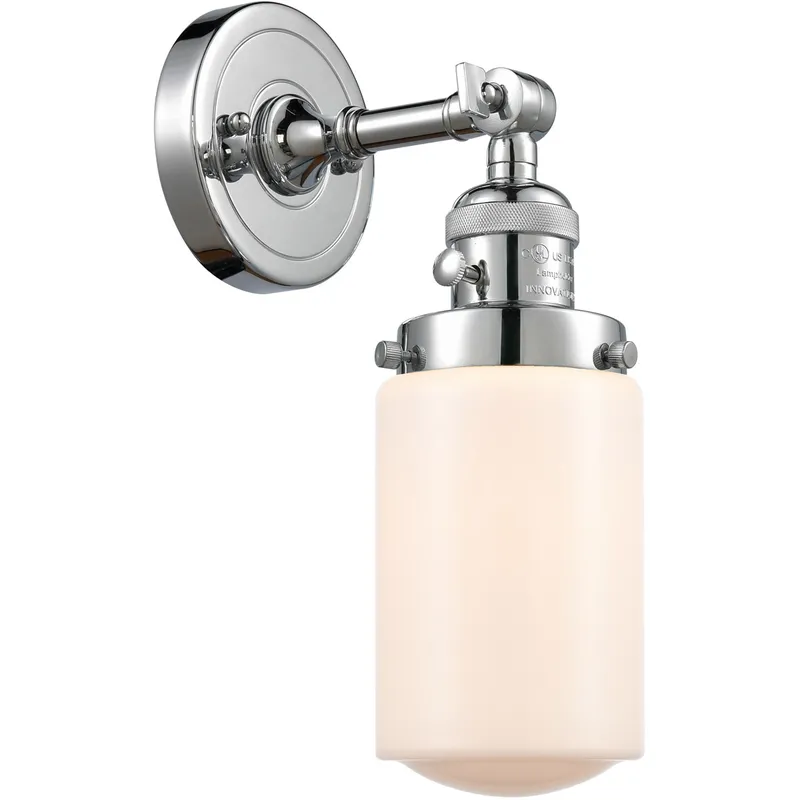 Franklin Restoration Dover 1 Light 5 inch Polished Chrome Sconce Wall Light in Matte White Glass, Franklin Restoration