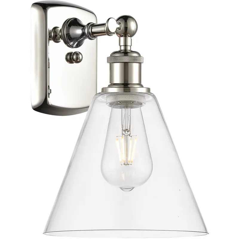 Ballston Ballston Cone 1 Light 8 inch Polished Nickel Sconce Wall Light in Clear Glass