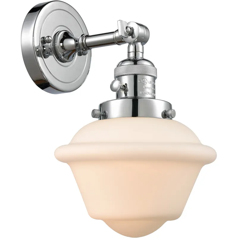 Franklin Restoration Small Oxford 1 Light 8 inch Polished Chrome Sconce Wall Light in Matte White Glass, Franklin Restoration
