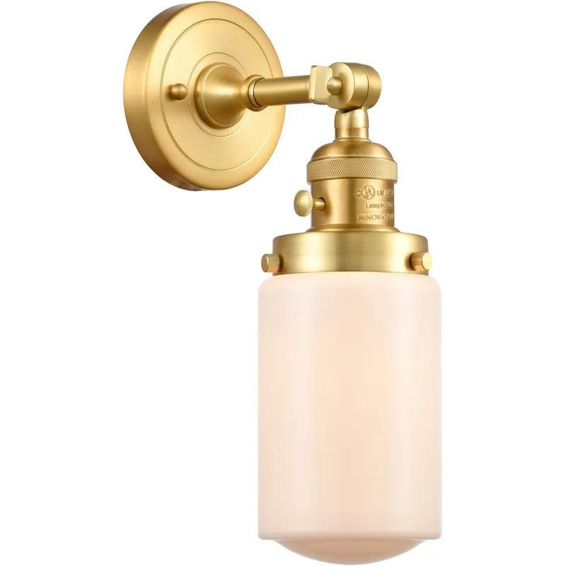 Franklin Restoration Dover 1 Light 5 inch Satin Gold Sconce Wall Light in Matte White Glass, Franklin Restoration
