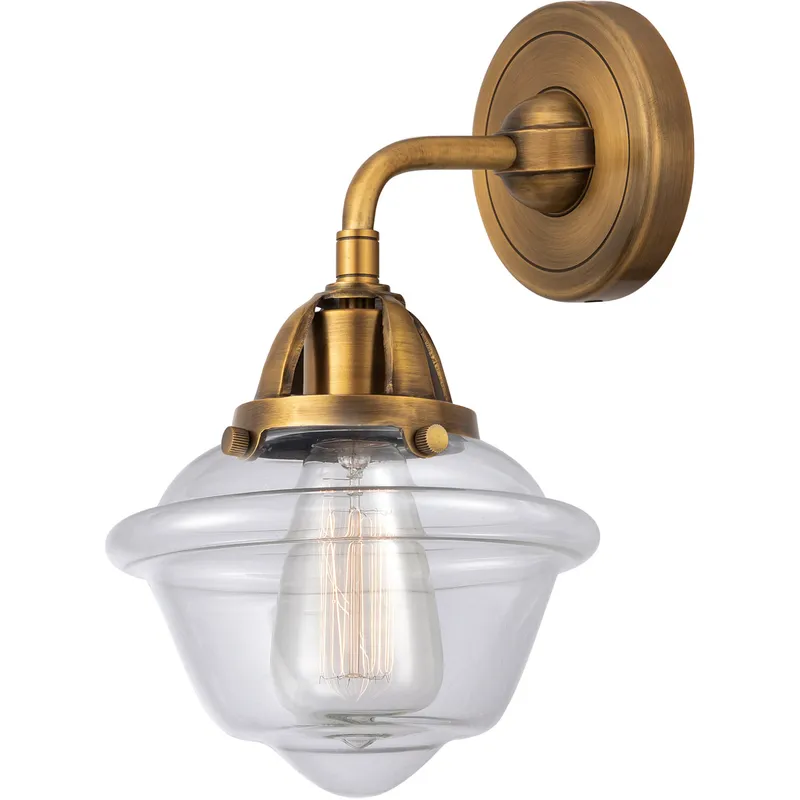 Nouveau 2 Small Oxford 1 Light 8 inch Brushed Brass Sconce Wall Light in Clear Glass