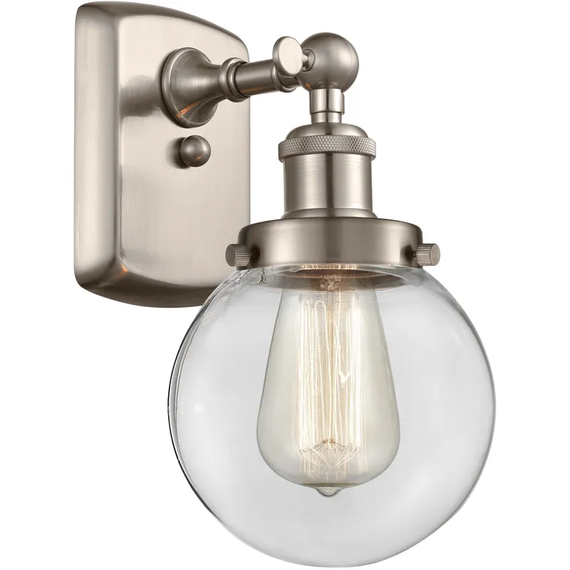 Ballston Beacon 1 Light 6 inch Brushed Satin Nickel Sconce Wall Light in Clear Glass, Ballston