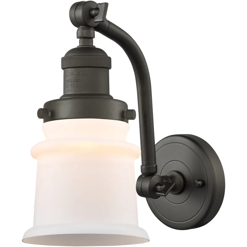 Franklin Restoration Small Canton LED 6.5 inch Oil Rubbed Bronze Sconce Wall Light in Matte White Glass, Franklin Restoration