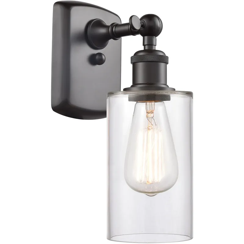 Ballston Clymer 1 Light 4 inch Oil Rubbed Bronze Sconce Wall Light in Clear Glass, Ballston