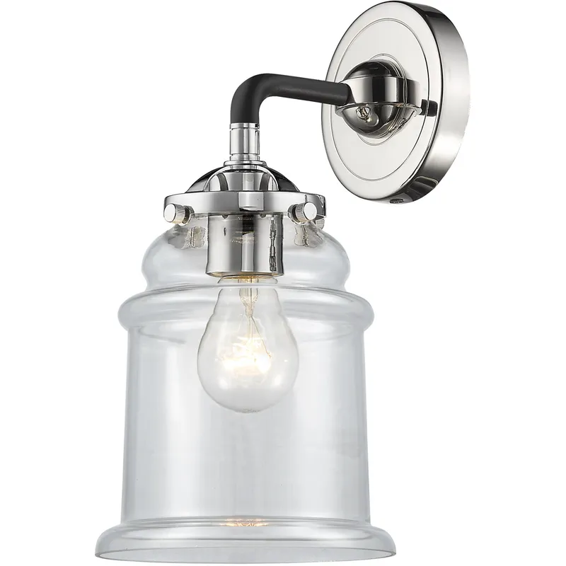 Nouveau Canton LED 6 inch Black Polished Nickel Sconce Wall Light in Clear Glass, Nouveau
