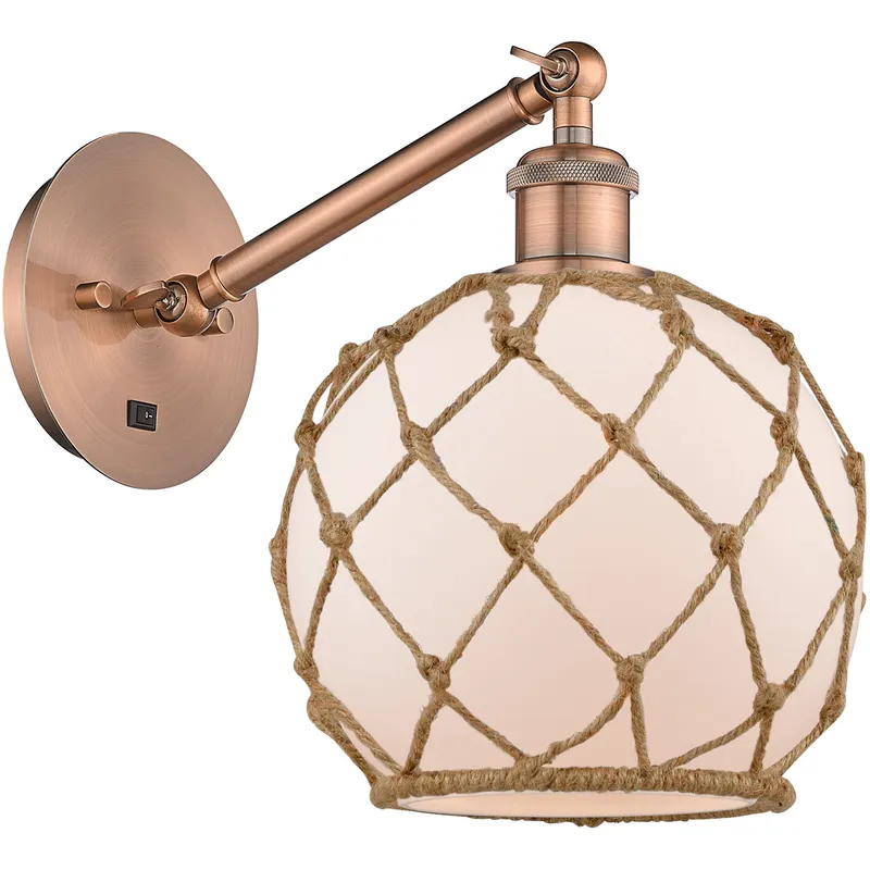 Ballston Farmhouse Rope LED 8 inch Antique Copper Sconce Wall Light
