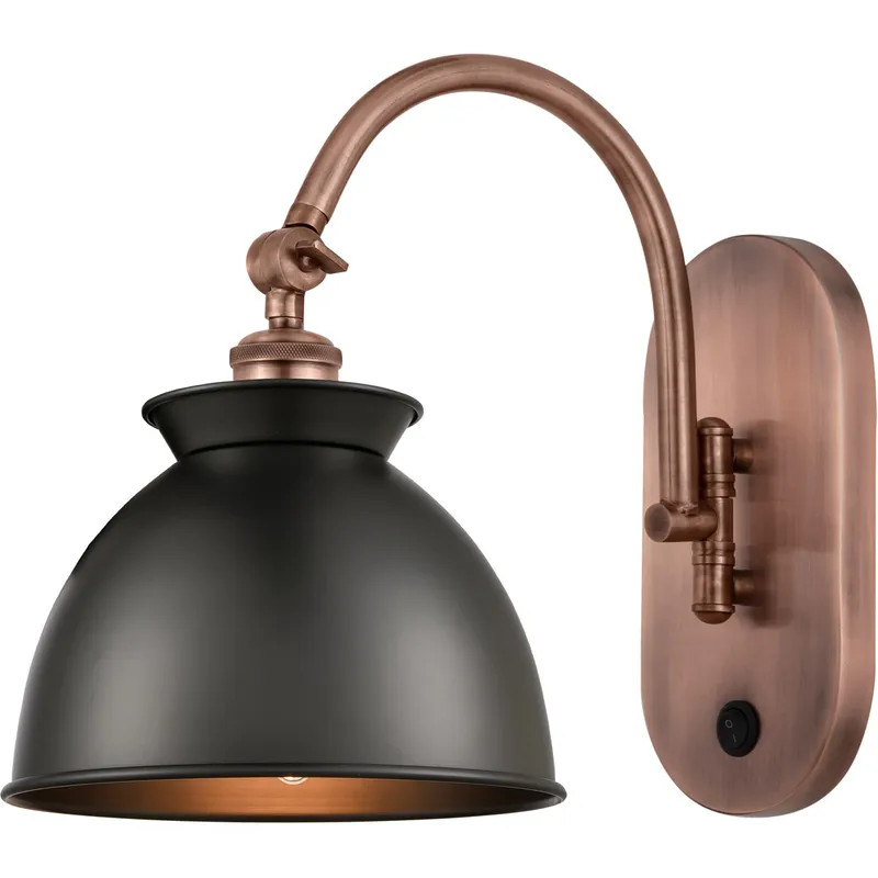 Ballston Adirondack LED 8.13 inch Antique Copper Sconce Wall Light in Matte Black