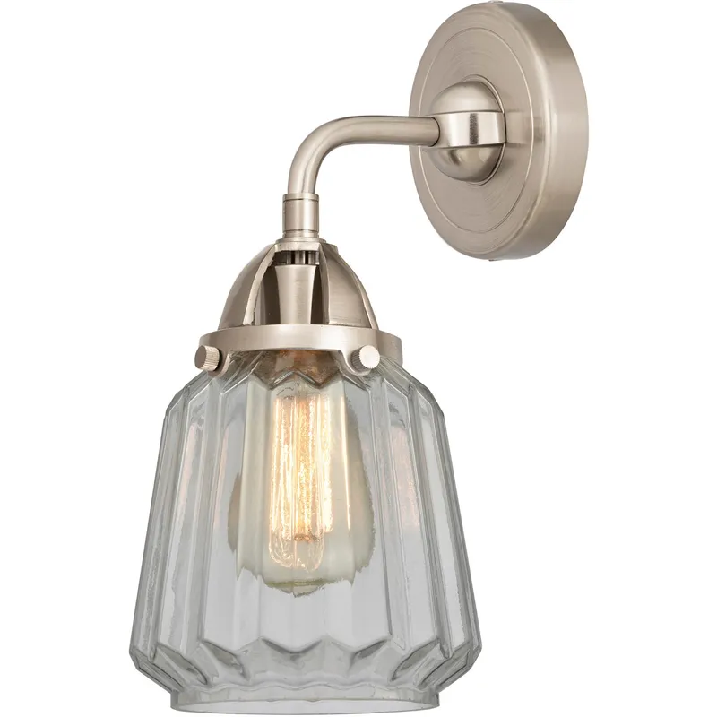 Nouveau 2 Chatham 1 Light 6 inch Brushed Satin Nickel Sconce Wall Light in Clear Glass