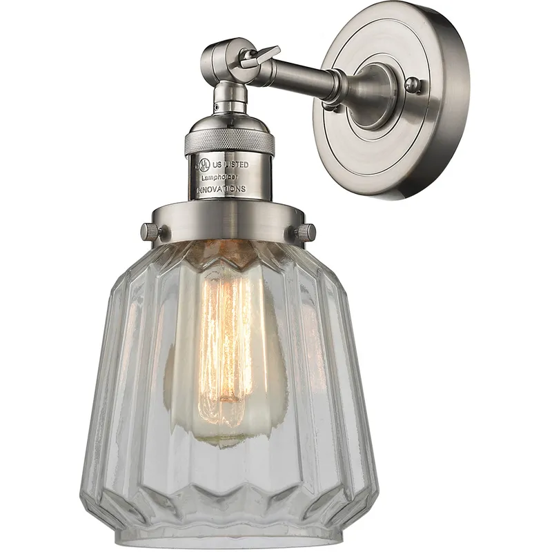 Franklin Restoration Chatham 1 Light 6 inch Brushed Satin Nickel Sconce Wall Light in Clear Glass, Franklin Restoration