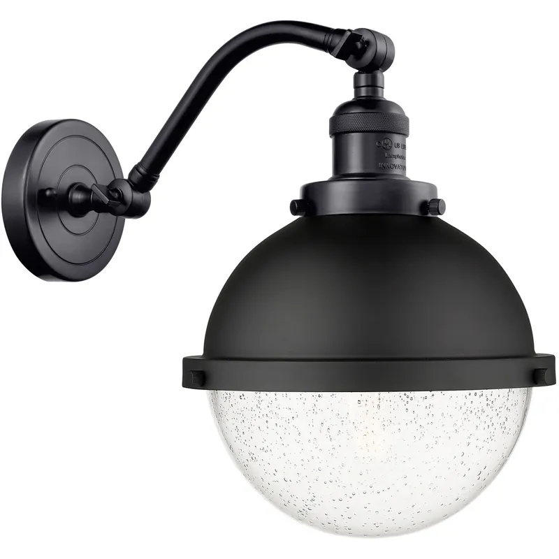 Franklin Restoration Hampden 1 Light 9 inch Matte Black Sconce Wall Light in Seedy Glass