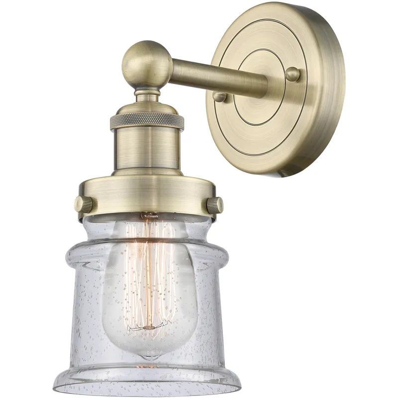 Canton Sconce Wall Light in Antique Brass, Seedy