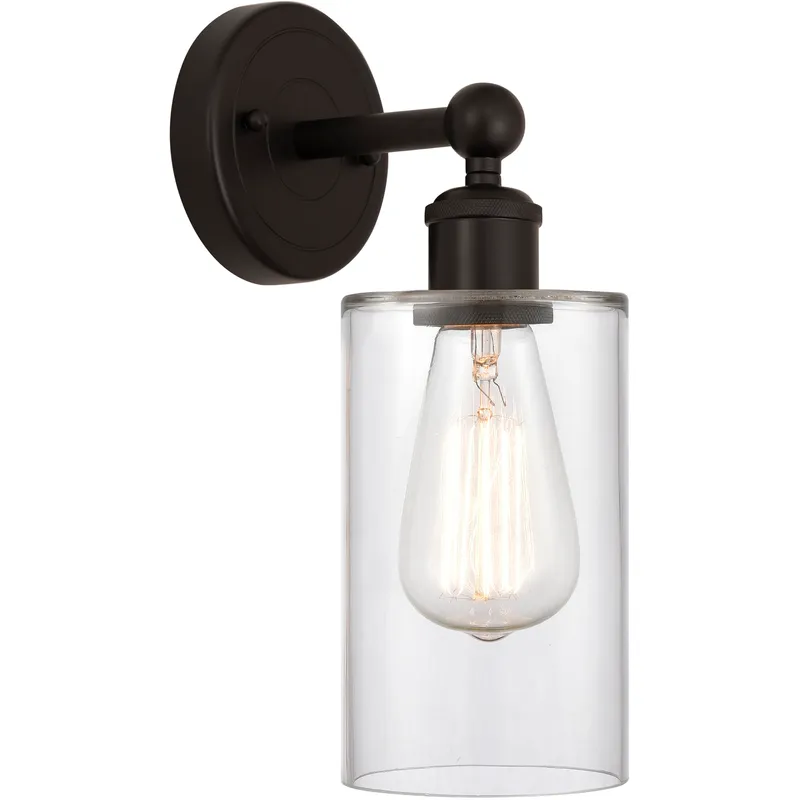 Edison Clymer 1 Light 4 inch Oil Rubbed Bronze Sconce Wall Light in Clear Glass