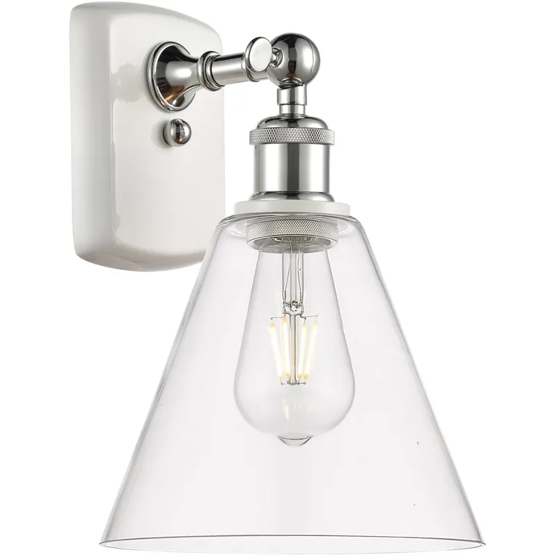 Ballston Ballston Cone LED 8 inch White and Polished Chrome Sconce Wall Light in Clear Glass