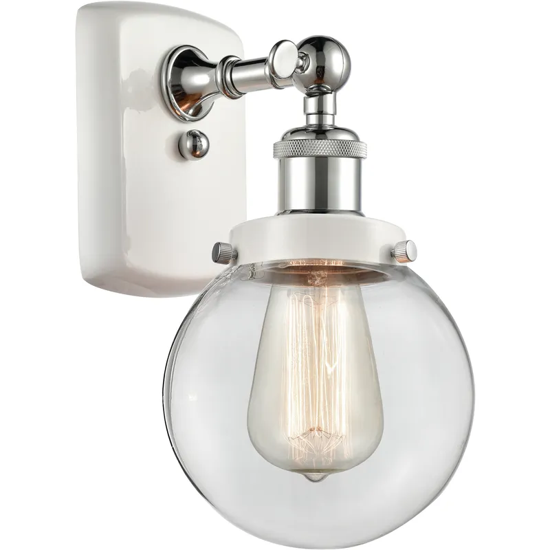 Ballston Beacon 1 Light 6 inch White and Polished Chrome Sconce Wall Light in Clear Glass