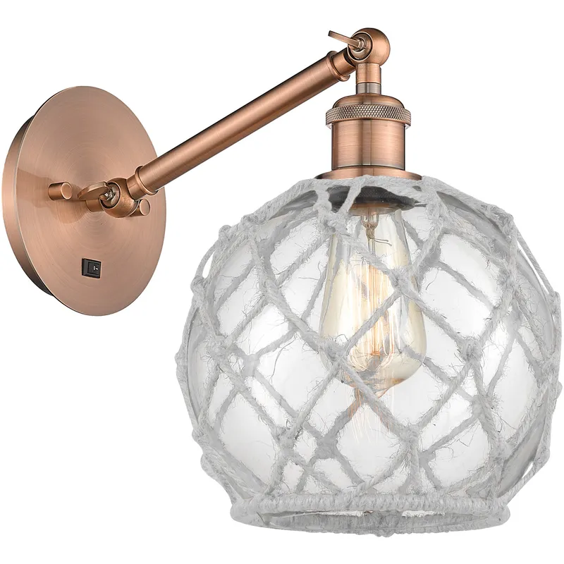 Ballston Farmhouse Rope LED 8 inch Antique Copper Sconce Wall Light
