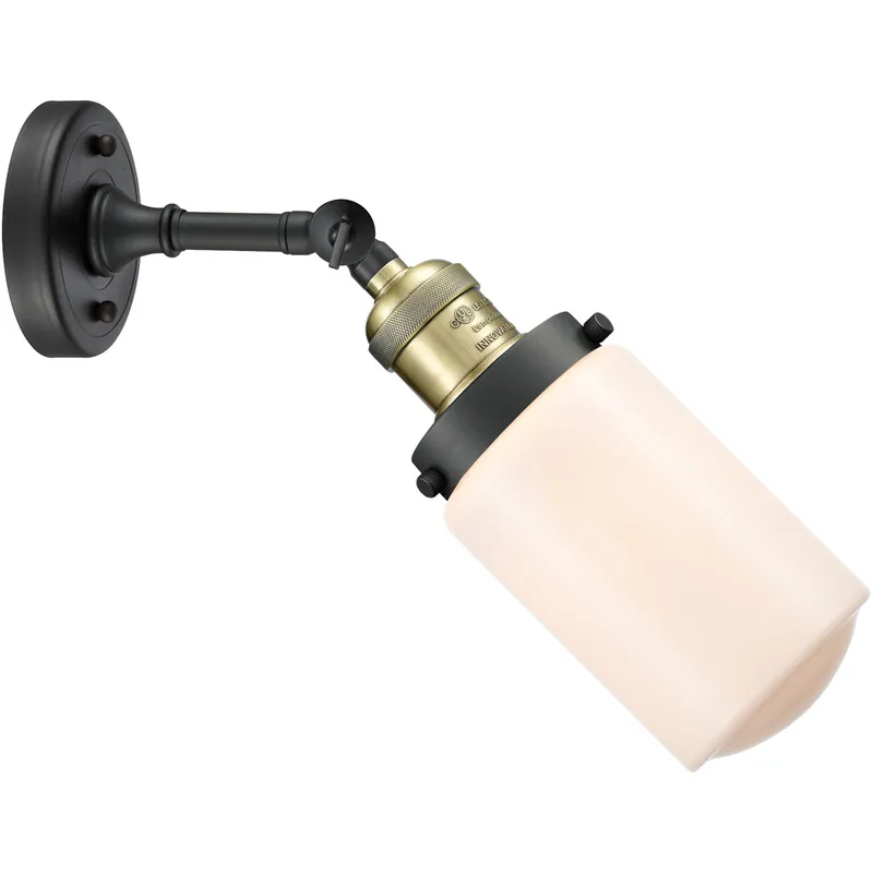 Franklin Restoration Dover LED 5 inch Black Antique Brass Sconce Wall Light in Matte White Glass, Franklin Restoration